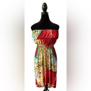 Mixed Print Beach Dress Cover Up
